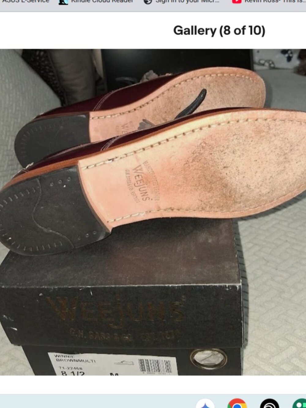 G.H. Bass Weejuns Winnie Blue Burgundy Tassel Patent Leather Loafers Sz 8.5M - Picture 7 of 10